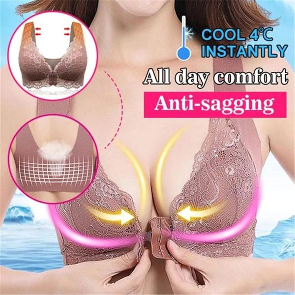 Women Adjustable Sports Front Closure Extra-Elastic Breathable Lace Bra Push Up Bra Plus Size Women&#039;s Underwear Lingerie