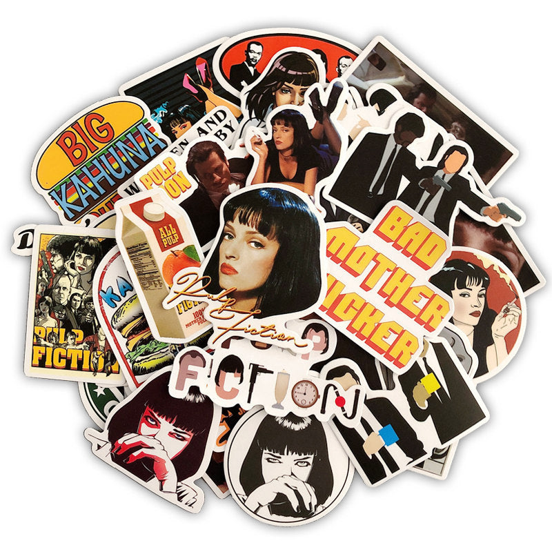 50pcs-Set Stickers Classic Movie Pulp Fiction Graffiti Waterproof Sticker for Skateboard Laptop Macbook Bicycle Motocycle Waterproof Decals