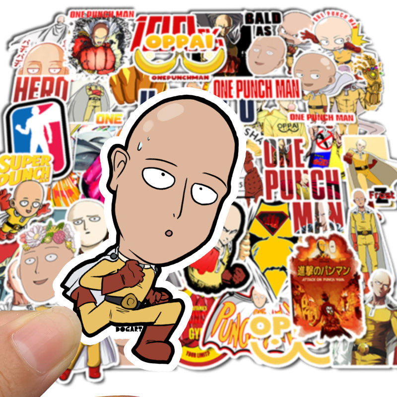 49pcs-Set One-Punch Man Sticker For Car Laptop Skateboard Luggage Fridge DIY Stickers Toys Home Decorations
