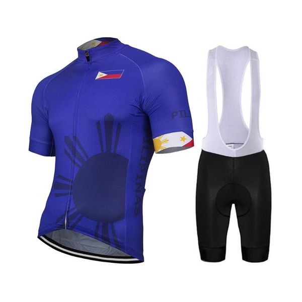 2019 New Team Philippines New summer Blue Cycling Jersey Set Pro Team Bike Road Mountain Race Tops Cycling Set Breathable 9d Gel