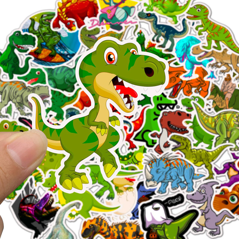 50pcs-Set Cute Cartoon Dinosaurs Tyrannosaurus Waterproof Stickers For Pencil Box Laptop Luggage Kids Toys Dinosaur Fans Gift