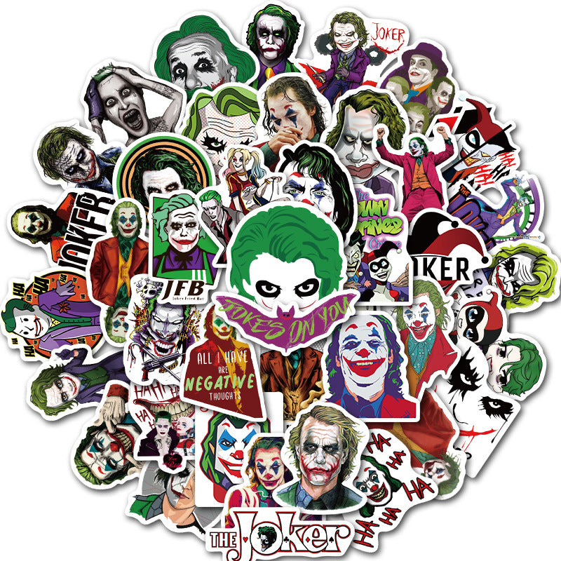 50pcs-Set Mixed Movie The Joker Cartoon Stickers Car Motorcycle Travel Luggage Phone Guitar Fridge Laptop PVC Waterproof Toy Sticker