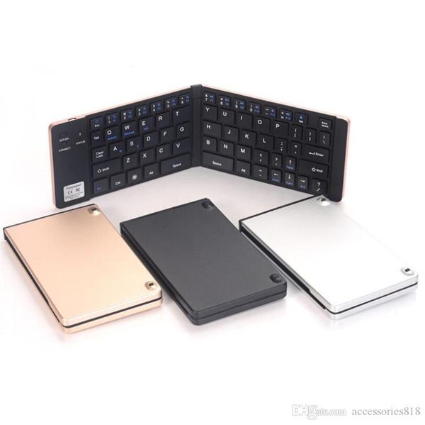 50pcs F66 Folding Mini Bluetooth Keyboard Metal Wireless Key Android Phone Tablet Smart Office Preferred For Notebook Laptop Mac Desktop TV