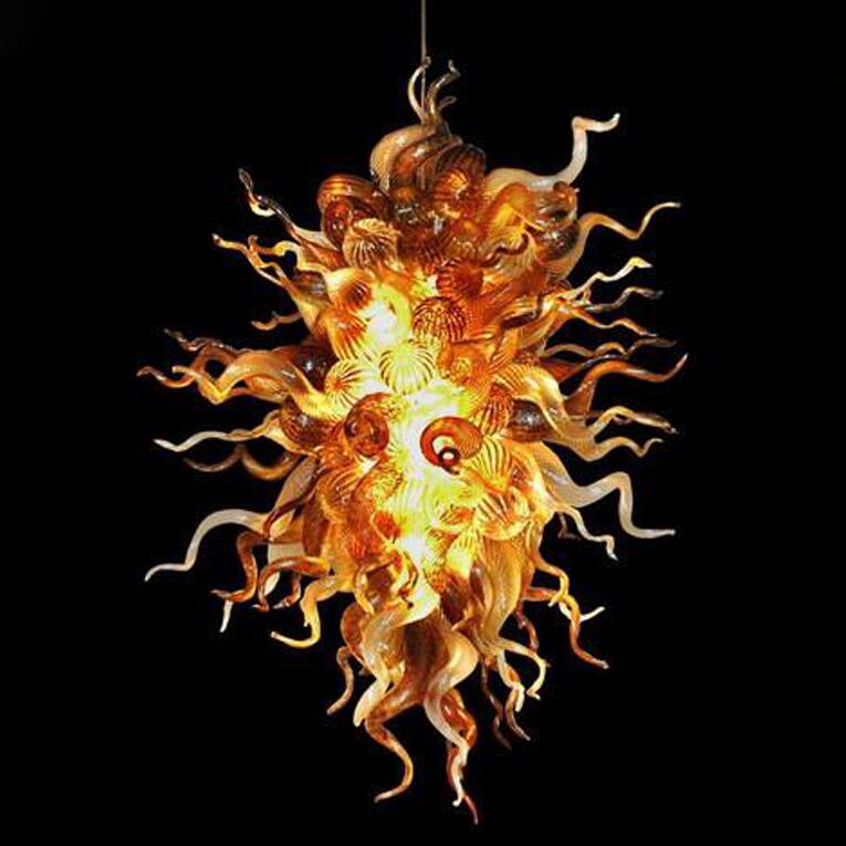 Zhongshan Lightings Amber Lamps Pendant Light Handmade Blown Chandeliers Lighting LED Bulbs Style Murano Glass Arabia Chandelier