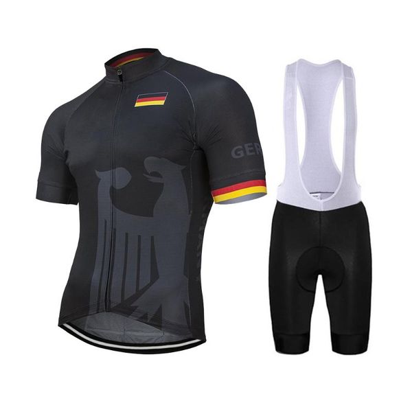 Germany Men Summer Black Cycling Jersey Set Bike Road Mountain Race Tops Bicycle Wear Cycling Set 9D Gel Breathable