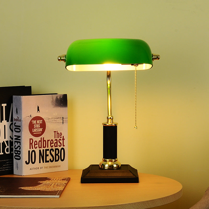 Retro Art Table Lamp Vintage Green Film Desk Lamps American Bedroom Bedside led Light Study Office Desk Lights Pull Nostalgic