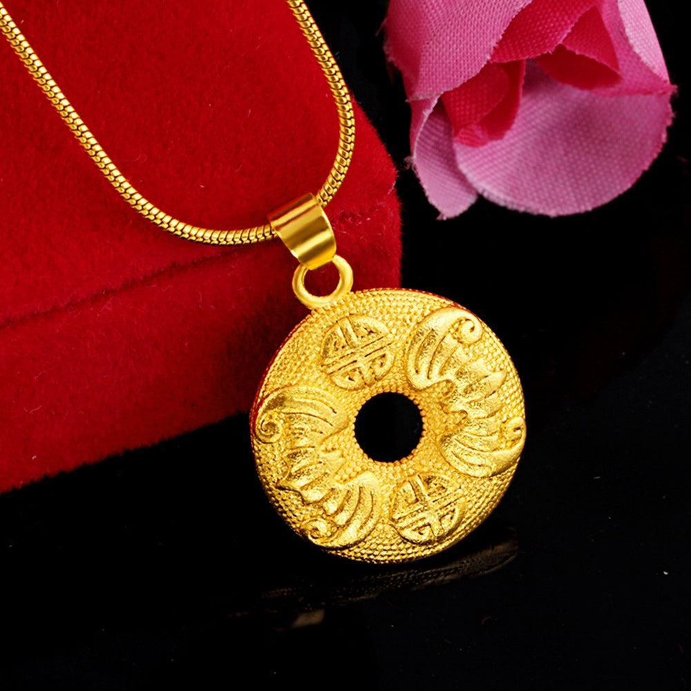 Circle Pendant 18k Yellow Gold Filled Health Symbol Womens Mens Fashion Pendant Chain Jewelry