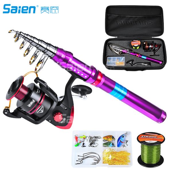 Telescopic Fishing Rod and Reel Combos with Full Kits - Carrier Bag Carbon Fiber Pole for Travel Saltwater Freshwater Fishings