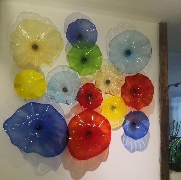 Mouthblown Plates, Hand Blown Lamp Customized Italy Designer Murano Glass Art Wall Plate Lighting, Sconce Plates