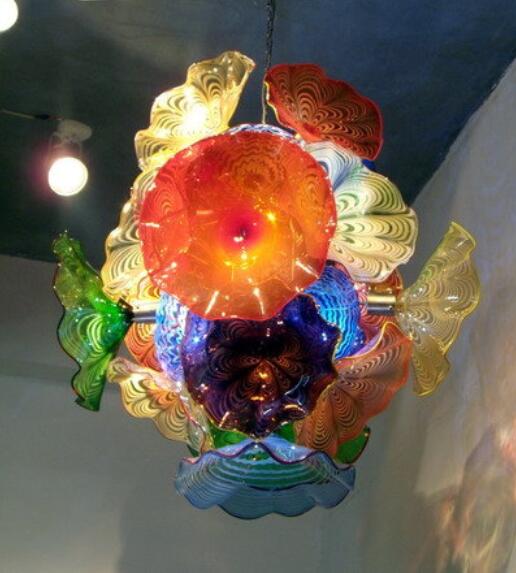 Lamp Now Trending Flower Chandeliers Lights Style Murano Plates Pendant Lamps Multi-Color LED Blown Glass Chandelier Lighting