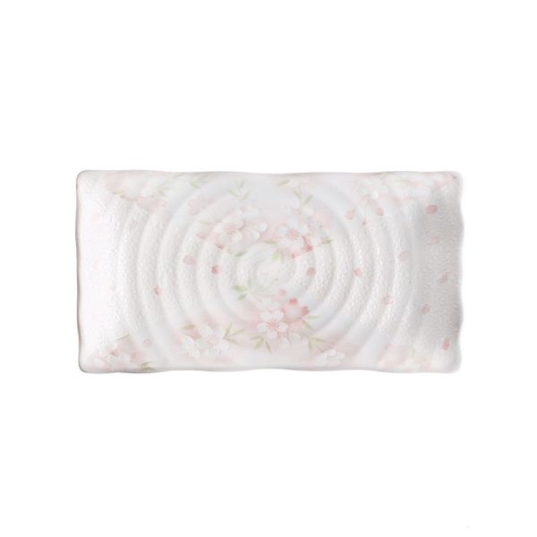 Early Spring Cherry Blossom Japanese Sushi Plates Dishes Oval Square Rectangular Serving Tray Embossed Sakura Porcelain Dinnerware