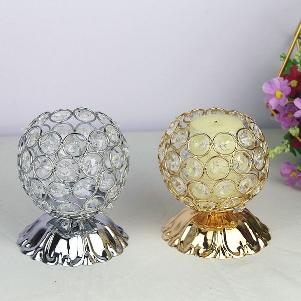 Crystal Candle Holders Silver -Gold Candlestick Candle Lantern Wedding Centerpieces Table Stand For Home Party Decoration