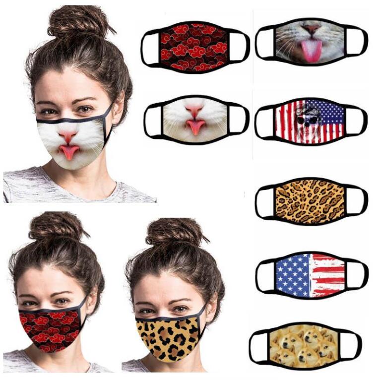 Funny Face Masks Reusable Cartoon 3D Print Designer Dustproof Mask Ultraviolet-proof Washable Running Riding Bike Protective Mask