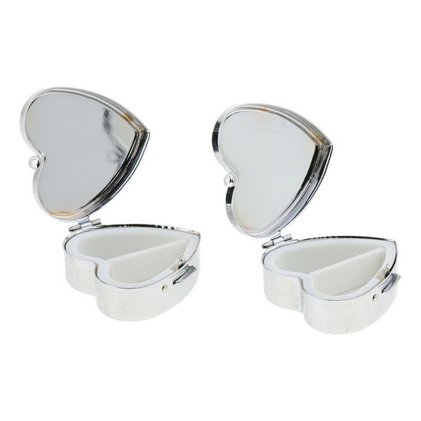 200pcs Heart Shaped Metal 2 Grid Pill Box boxes Organizer Medicine Container Case Jewellery Storage Pocket Portable Heart Shape