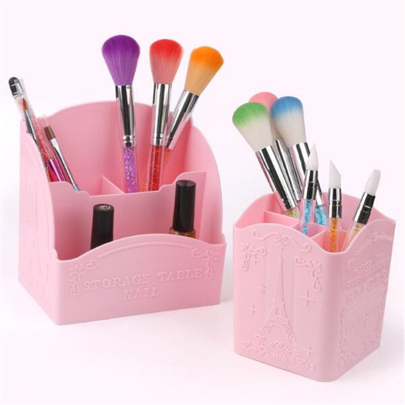 3-4 Cells Nail Tools Storage Box Organizer Dotting Pen Nail Art Brush Nail Polish Container Makeup Brushes Display Shelf Holder C094