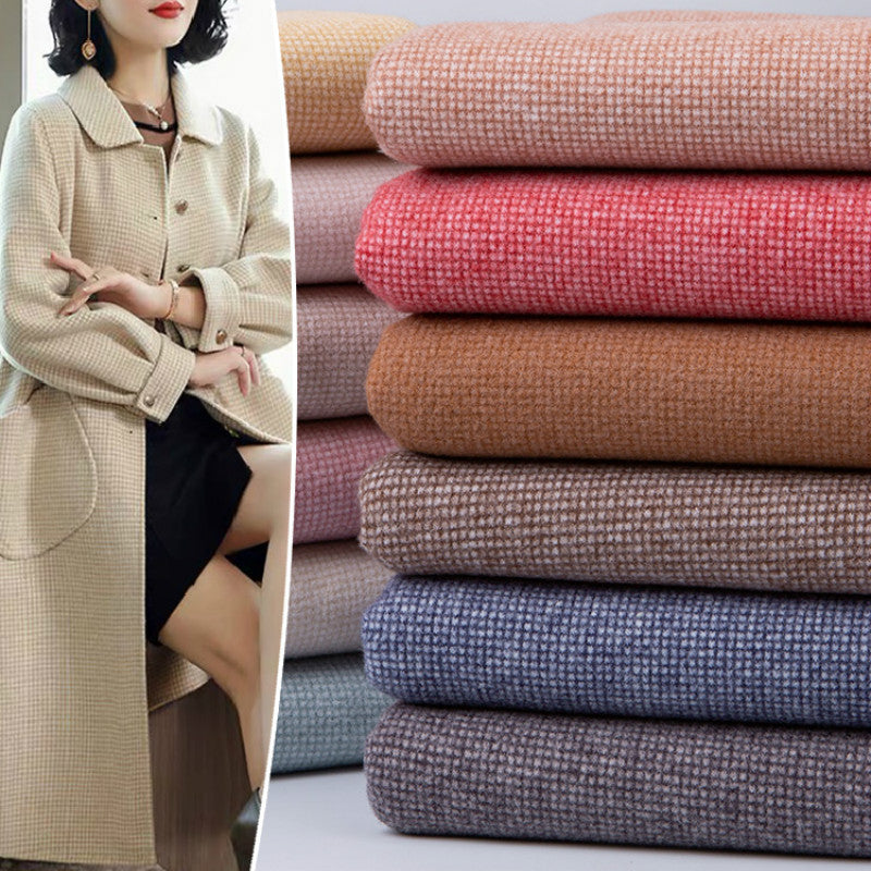 Width 150cm Wool-like Polyester Blend Tartan Plaid Houndstooth Fabric Overcoat Trousers Outerwear Material By the Half-Metre