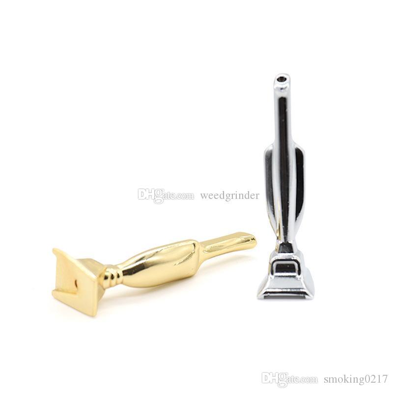 Wholesale cheap mini protable Bottle Of Red Wine Shape Rasta Metal tobacco Pipe Smoking metal pipe free shipping