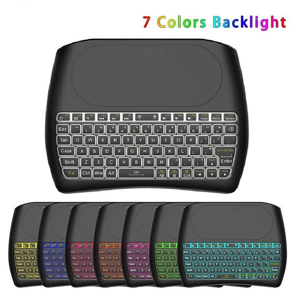 Backlight 2.4GHz Wireless Air Mouse D8 Pro English D8 Plus Mini Keyboard Touchpad Controller for Android BOX