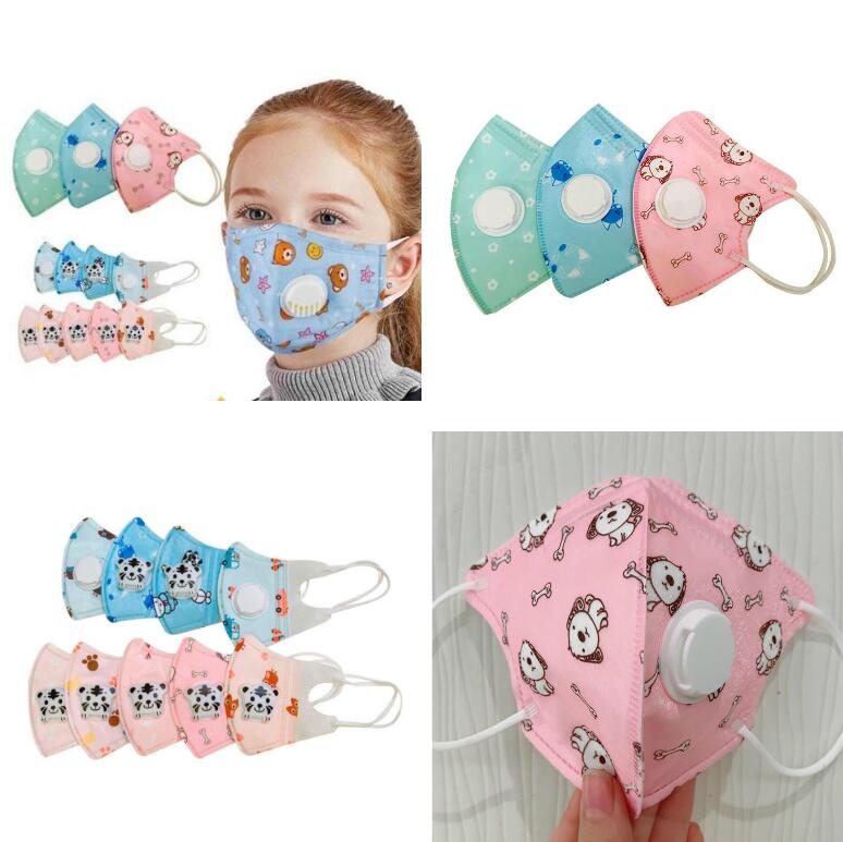5 Layers Kids Face Masks Children Cartoon Mask With Breather Valve active carbon Filter Anti-Dust Protective PM2.5 Anti dust Mask