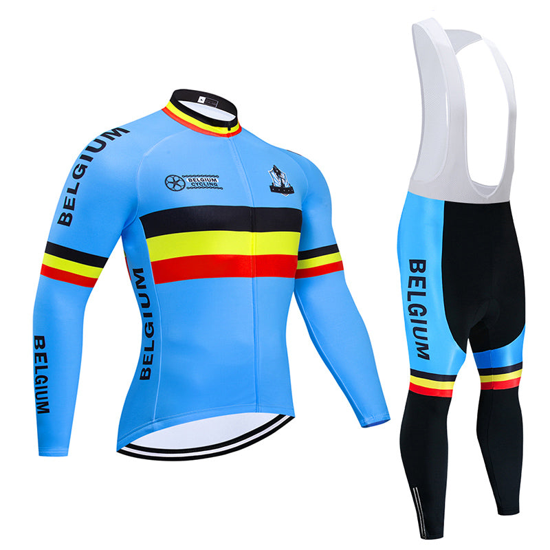 Winter Cycling Jersey 2020 Pro Team Belgium Thermal Fleece Cycling Clothing MTB bike Jersey Bib pants kit Ropa Ciclismo Inverno