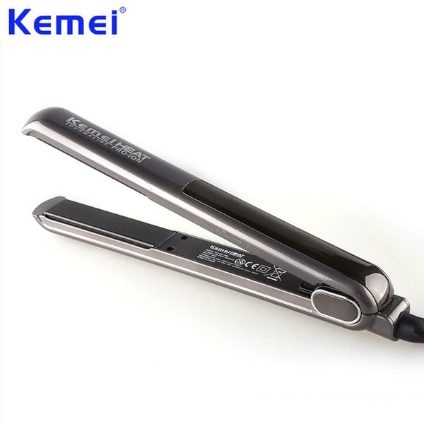 KEMEI LCD Hair vågtång Straightener Professional Touchscreen Ceramic Hair Straightening Plates Curling Iron Hair Iron placa cabelo