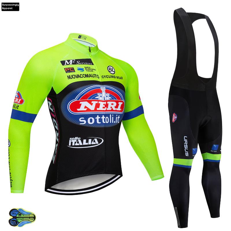 2020 Pro Men&#039;s ITALIA Cycling Jersey Long Sleeve Set Bicycle Jersey Set Fluo Ropa Roupa De Ciclismo MTB Bike Clothing