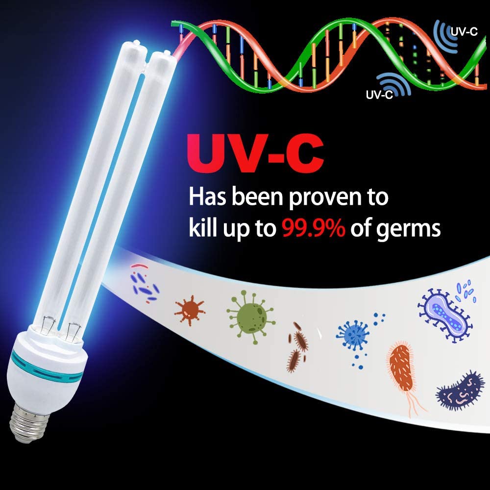 UVC Light Bulb, 110V-220V 15W 25W 254nm UV Germicidal E27 Quartz Disinfection Lamp with Ozone for Hotel Household Wardrobe Toilet Pet Area