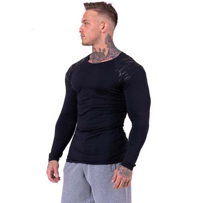 Men&#039;s Designer Yoga T-shirt Sports Outdoor Fitness Fit Slim Muscle Men&#039;s Long Sleeve Round Neck Breathable Tight Sweatshirt Wholesale
