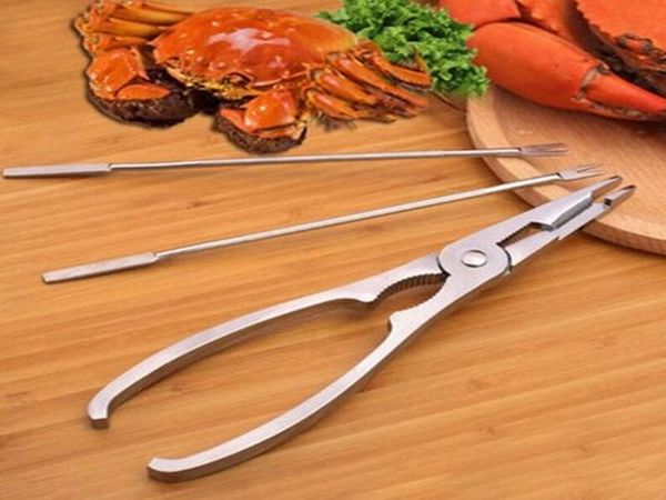 3Pcs-Set Stainless Steel Seafood Cracker Pick Set For Crab Lobster Useful Utensils Home Kitchen Seafood Cooking Tool Kitchenware
