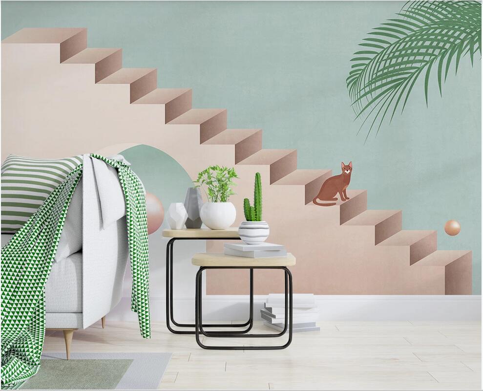 3d wallpaper custom photo Simple abstract three-dimensional geometric ladder building space art home decor wall paper for walls 3 d
