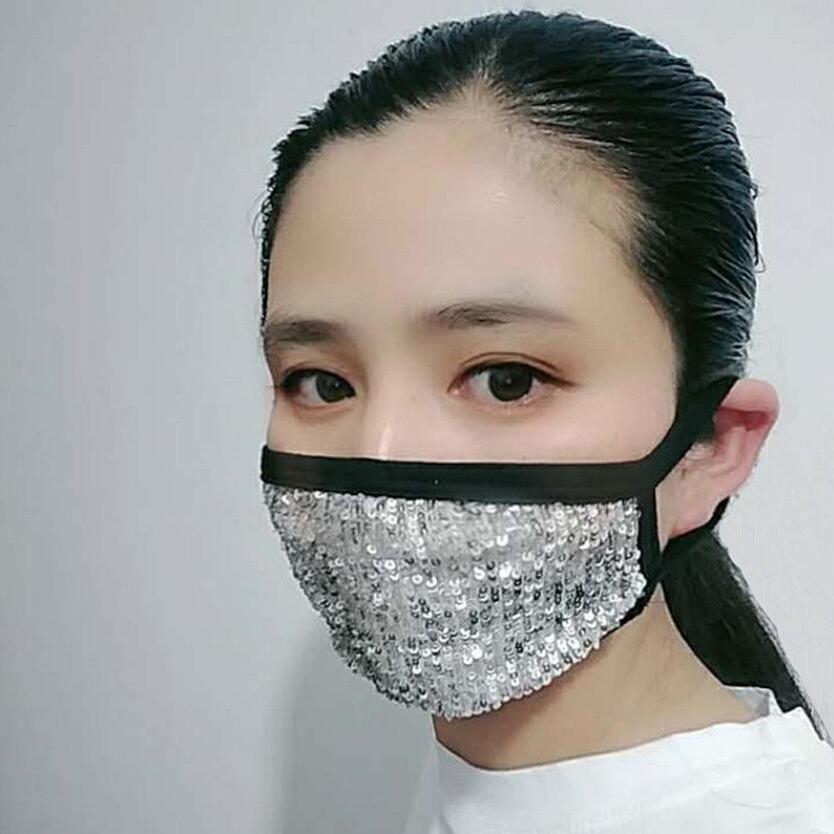 Fashion Sequin Face Mask Dustproof Facial Mask Bling Bling Anti-fog Soft Breathable Outdoor Protective Adult Earloop Cotton Masks