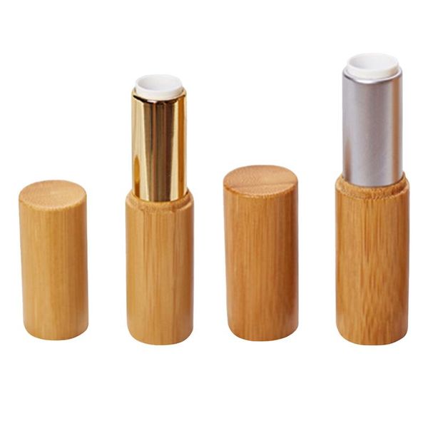 2pcs 3.8g Women Empty Bamboo Lipstick Balm Tubes Rustic Lip Gloss Storage Container for Ladies and Girls