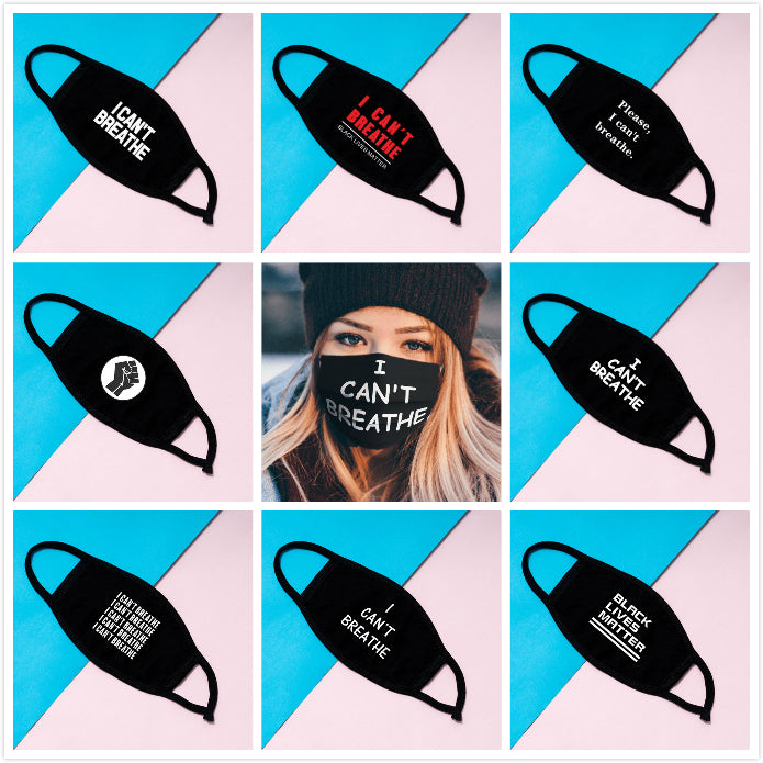 In Stock I Cant Breathe Face Masks Washable Cotton Masks Black Lives Matter Masks Fashion Designer Mask for Adults Free Shipping