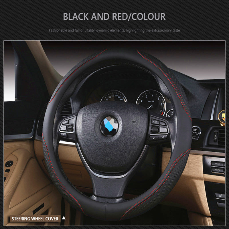 Leather Steering Wheel Cover for Mitsubishi Lancer 10 X Pajero Sport ASX Outlander Colt Steering Wheel Cover Car-Covers Cubre Volante Coche