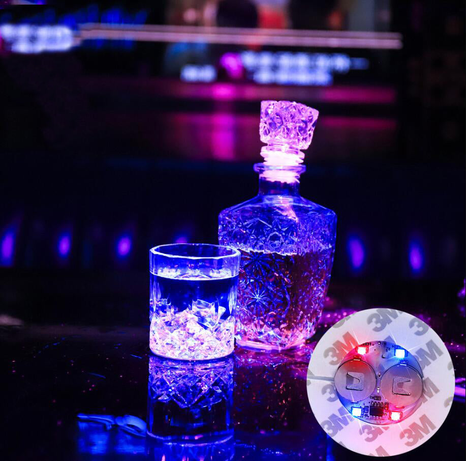 Mini Glow Coaster LED Bar Cup LED Flashing Lights Bottle Sticker Party Light Up Wine Mat For Wedding Party Beauty Gift Free Shipping