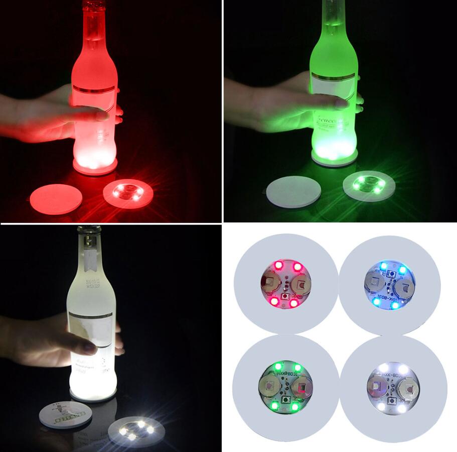 Mini Glow Coaster LED Bottle Light Stickers Festival Nightclub Bar Party Vase Decoration LED Glorifier Drink Cup Mat Decoration Supplies