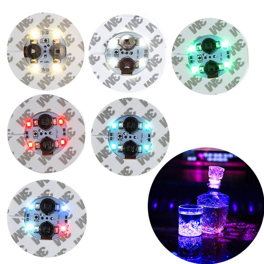 LED Glow Bottle Stickers Coasters Lights Battery Powered LED Party Drink Cup Mat Christmas Vase New Year Halloween Decoration Lights