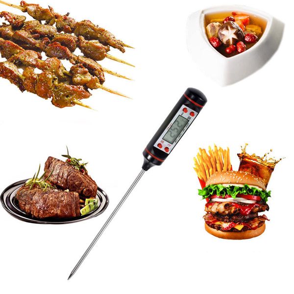 Digital Food Cooking Thermometer Probe Meat Household Hold Function Kitchen LCD Gauge Pen BBQ Grill Candy Steak Milk Water 4 Buttons