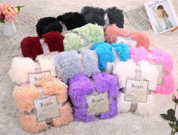 Fleece Blankets 130*160cm Fluffy Plush Throw Blanket double-faced pile Air Conditioning Blanket Solid Wedding Bedspreads Bedding