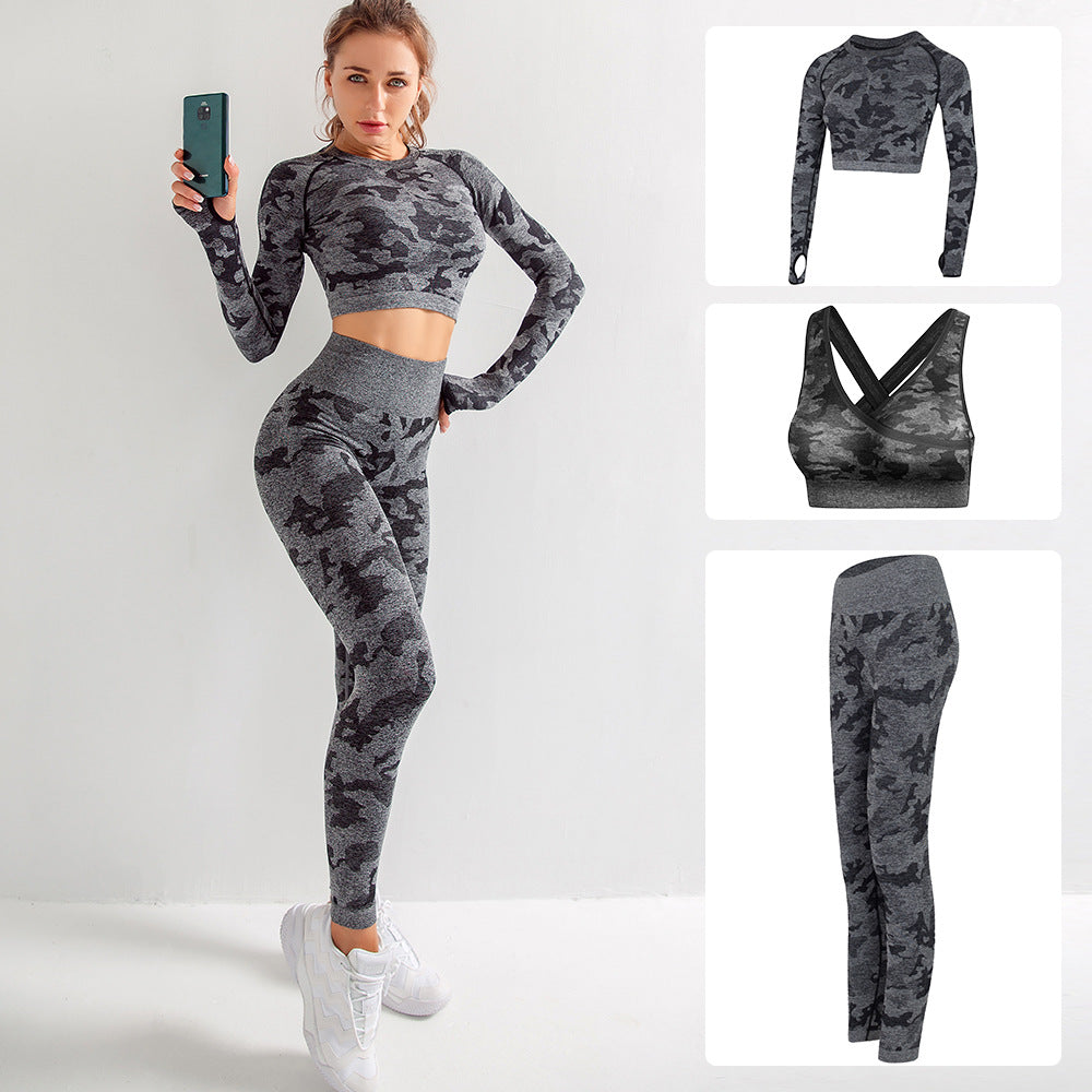 Tracksuits High Quality Brand Designer Womens Cotton Yoga Suit Long Sleeve Sportswear Tracksuit Fitness Gym sets Sport three Piece set 3pcs outfits