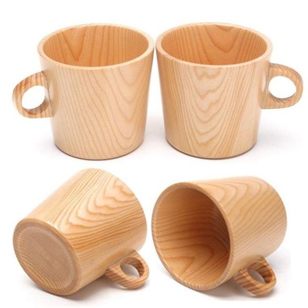 Wooden Drinking Cup Coffee Tea Beer Juice Milk cups anti-scalding single ear water Mug T9I00277