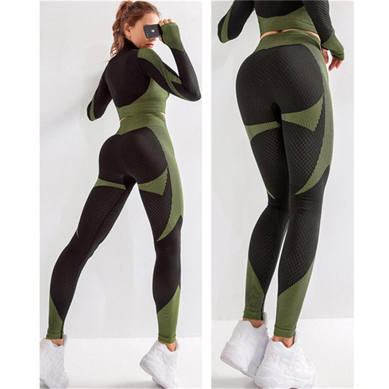 Seamless Workout Yoga Sets Female Sport Gym suit Wear Running Clothes women Fitness Sport Yoga Suit Long Sleeve yoga clothing