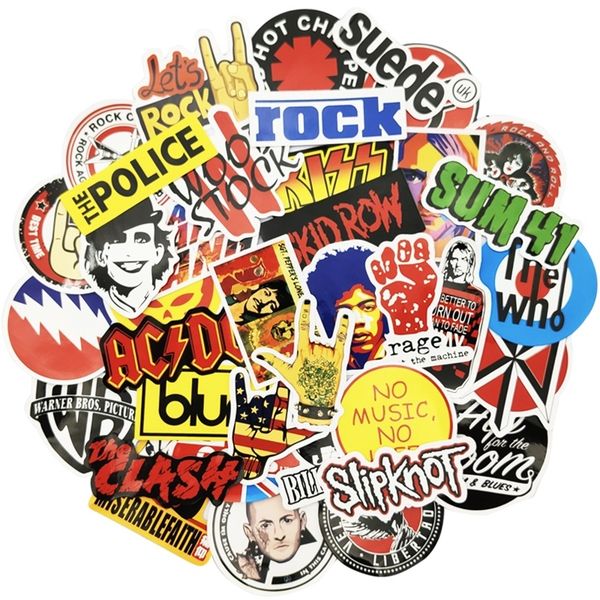 52PCS Rock and Roll Music Band Assorted Sticker Waterproof Vinyl Decal For Skateboard Guitar Laptop Motorcycle Car DIY