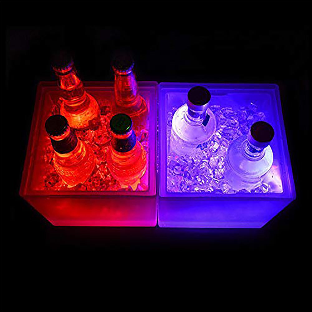 Waterproof 3.5L LED Ice Bucket Double Layer Square Bar Beer Ice Bucket Multi-Color Changing Durable Ice Wine Bucket For Bar disco