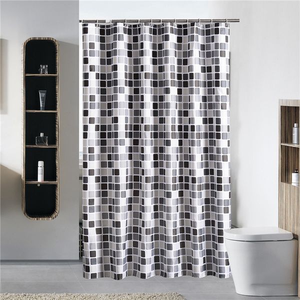 Mosaic Style Bathroom Shower Curtain Thick Waterproof Polyester Mildew Proof Bath Tub Curtain with 12 pcs Hooks C18112201