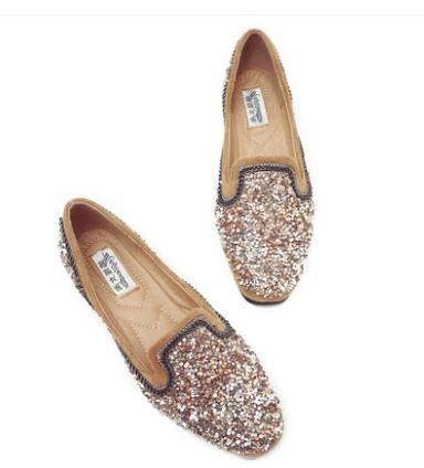 Free send 2018 new style paillette water drill flat bottom Women&#039;s Shoes