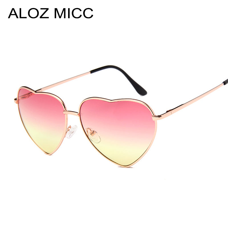 ALOZ MICC 2019 Heart Shaped sunglasses woman Lovely shades Sun Glasses for women candy color metal frame girl sunglass mirror lunette soleil