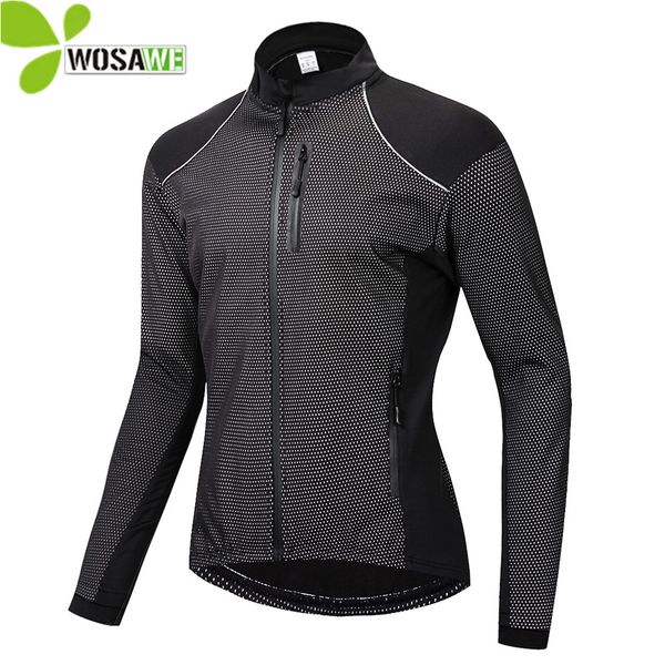 WOSAWE Winter Thin Thermal Fleece Cycling Jacket Men&#039;s Warm MTB Bike Clothing Sportswear Windbreaker Water Repellent Sports Coat