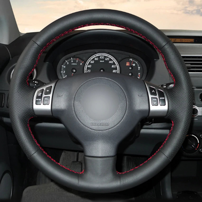 Black Natural Leather Car Steering Wheel Cover for Suzuki Swift 2011 2012 2013