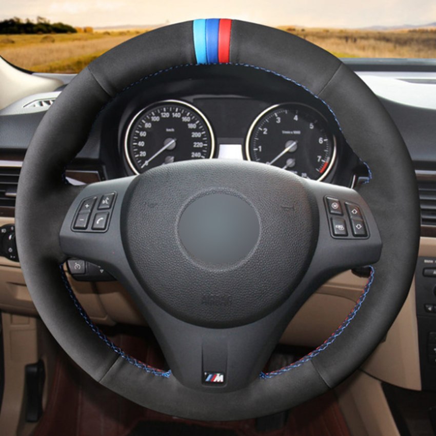 Black Suede Car Steering Wheel Cover for BMW M3 2009-2013 E92